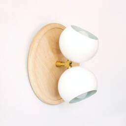 White & Maple Wood Bohemian Double Sconce Light Vanity Wooden Kitchen Fixture Bedside Lighting - thumbnail 4