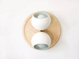 White & Maple Wood Bohemian Double Sconce Light Vanity Wooden Kitchen Fixture Bedside Lighting - thumbnail 1