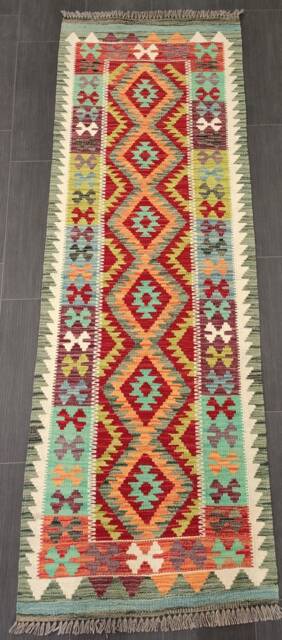 Runner Rug Classic, Handmade Artisan Afghan Turkish Persian Qashqai Navajo Bohemian Wool Flatweave Multicolour Kilim 199x68 cm - image 1