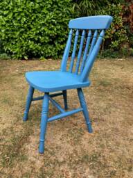Dining Chairs, Hand Painted, Vintage, Rustic Spindle Back in Prussian Blue, Other Colours Available - thumbnail 1