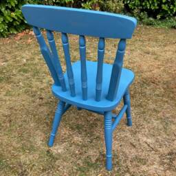 Dining Chairs, Hand Painted, Vintage, Rustic Spindle Back in Prussian Blue, Other Colours Available - thumbnail 3