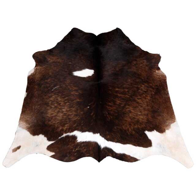 Dark Brown & White Cowhide Rug Rustic Hair-On Leather Area Rug - 39x38 Inches - image 1