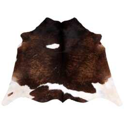Dark Brown & White Cowhide Rug Rustic Hair-On Leather Area Rug - 39x38 Inches - thumbnail 1