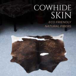Dark Brown & White Cowhide Rug Rustic Hair-On Leather Area Rug - 39x38 Inches - thumbnail 4