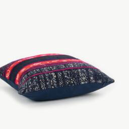 Vintage Indigo Batik Hmong Hemp Pillow - Handwoven Throw Cushion - 16x16 - thumbnail 3