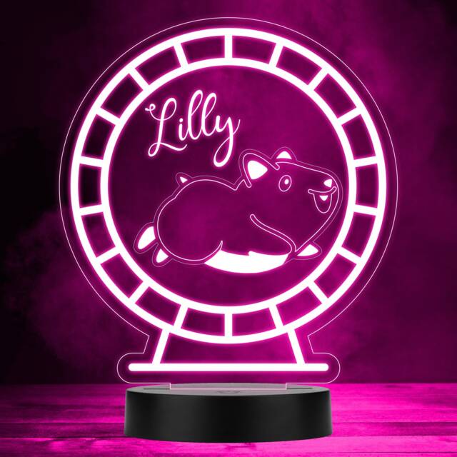 Cute Hamster Running Wheel Multicolour Personalised Gift Led Lamp Night Light - Bedroom - image 1