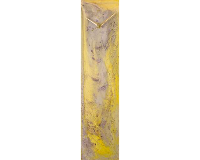 Gold & Yellow Modern Wall Clock Or Table With Lighting, Office Art Desk Lights, Unique Glass - image 1