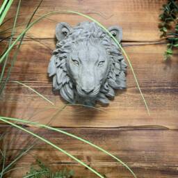 stone Garden Small Natural Detailed Lion Head Wall Hanging Plaque Ornament - thumbnail 2