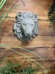 stone Garden Small Natural Detailed Lion Head Wall Hanging Plaque Ornament
