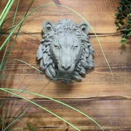 stone Garden Small Natural Detailed Lion Head Wall Hanging Plaque Ornament - thumbnail 3