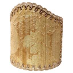 Pair Of Clip-On Shield Shades Gold Silk Damask Rubelli Fabric Ruzante Pattern Mini Lampshade - Made in Italy - thumbnail 4