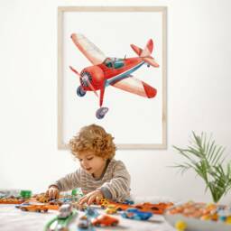 Airplane Wall Art Print Kids Room Aviation Decor - thumbnail 2
