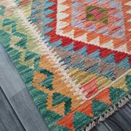 Classic Kilim Rug, Handmade Artisan Afghan Turkish Persian Qashqai Navajo Bohemian Natural Wool Flatweave Multicolour Rug 126x86 cm - thumbnail 2