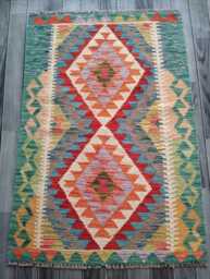 Classic Kilim Rug, Handmade Artisan Afghan Turkish Persian Qashqai Navajo Bohemian Natural Wool Flatweave Multicolour Rug 126x86 cm - thumbnail 1