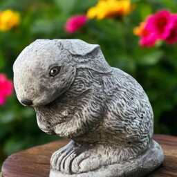 Stone Bunny Statue Cement Rabbit Sculpture Rustic Garden Ornament Outdoor Yard Hare Figure Concrete Animal Figurine Handmade Decor Gift - thumbnail 3