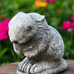 Stone Bunny Statue Cement Rabbit Sculpture Rustic Garden Ornament Outdoor Yard Hare Figure Concrete Animal Figurine Handmade Decor Gift - thumbnail 4