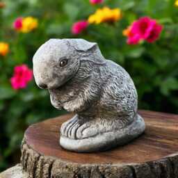 Stone Bunny Statue Cement Rabbit Sculpture Rustic Garden Ornament Outdoor Yard Hare Figure Concrete Animal Figurine Handmade Decor Gift - thumbnail 1