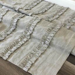 Dark Linen Shower Curtains With 4 Rows Of Ruffles, 100% Linen, 72x72, 72x85, 72x94, Custom - thumbnail 3