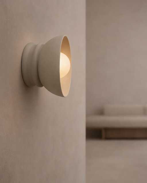 Small Pompeii - Ceramic Flush Mount Wall Sconce Handmade Minimalist Dome Light Fixture in Natural Dune - image 1