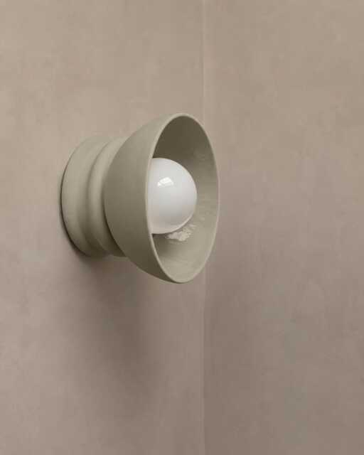 Small Pompeii - Ceramic Flush Mount Wall Sconce Handmade Minimalist Dome Light Fixture in Natural Dune - image 1