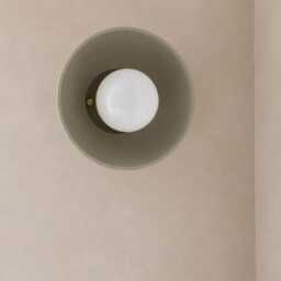 Small Pompeii - Ceramic Flush Mount Wall Sconce Handmade Minimalist Dome Light Fixture in Natural Dune - thumbnail 3