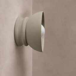 Small Pompeii - Ceramic Flush Mount Wall Sconce Handmade Minimalist Dome Light Fixture in Natural Dune - thumbnail 2