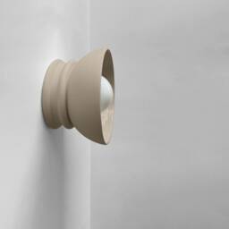 Small Pompeii - Ceramic Flush Mount Wall Sconce Handmade Minimalist Dome Light Fixture in Natural Dune - thumbnail 2