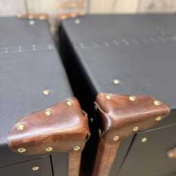 English Handmade Luxury Nightstand - Black & Brown Handcrafted Drawers - thumbnail 4