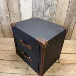 English Handmade Luxury Nightstand - Black & Brown Handcrafted Drawers - thumbnail 3