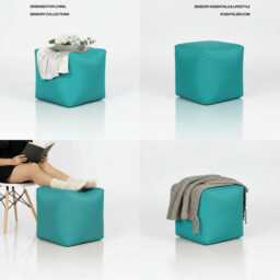 Turquoise Bean Bag Ottoman Water Resistant Footstool, Indoor Outdoor Seating - thumbnail 3