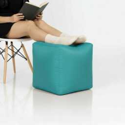 Turquoise Bean Bag Ottoman Water Resistant Footstool, Indoor Outdoor Seating - thumbnail 2
