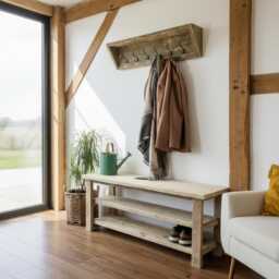 Reclaimed Shoe Storage Bench With Shelves, Handmade Country Farmhouse Rack