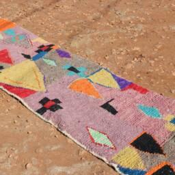 Colorful Berber Wool Runner Rug Moroccan Hallway Rug - thumbnail 4