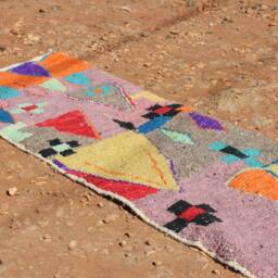 Colorful Berber Wool Runner Rug Moroccan Hallway Rug - thumbnail 2