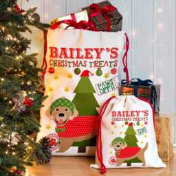 Personalised Golden Retriever Christmas Sack Dog Treat Stocking Xmas Puppy Present New Pup Gift Ecds45 - thumbnail 2