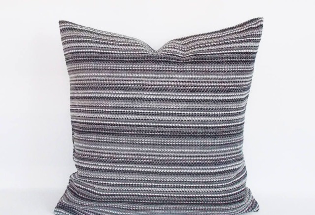striped Velvet Pillow Cover Gray & White Decorative Throw - image 1