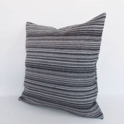 striped Velvet Pillow Cover Gray & White Decorative Throw - thumbnail 4
