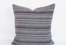striped Velvet Pillow Cover Gray & White Decorative Throw
