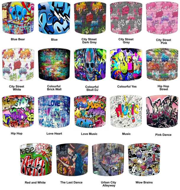 Graffiti Street Art Drum Lampshade For Ceiling Light Pendants Or Table Lamp Bases - image 1