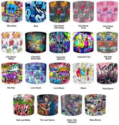 Graffiti Street Art Drum Lampshades For Ceiling Light Shades Pendants Or Table Lamp Shades