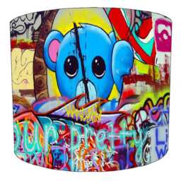 Graffiti Street Art Drum Lampshade For Ceiling Light Pendants Or Table Lamp Bases - thumbnail 2