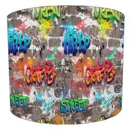 Graffiti Street Art Drum Lampshade For Ceiling Light Pendants Or Table Lamp Bases - thumbnail 4