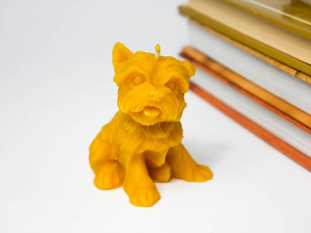 Dog Westie Beeswax Candle - Gift For Lovers Natural Handmade West Highland White Terrier Light From The Bees Best Friend - image 1