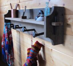 Rustic Coat Rack Wall Shelf Plans - Railroad Spike Hook Plans Only - thumbnail 2