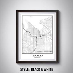 Tacoma Wa Map Print Vintage Style Travel Poster, Office Wall Art - thumbnail 2