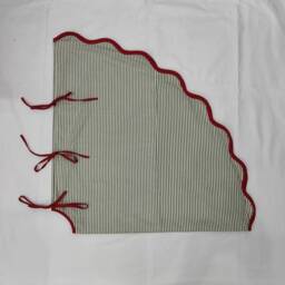 Nec Hand Block Printed Christmas Tree Skirt Floral Scalloped Cotton - thumbnail 3