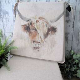 Highland Cow Chair Pads, Reversible Tapered Seat Cushion Set - thumbnail 3