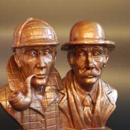Sherlock Holmes & Dr Watson Figurine Bust, Antique Bronze Finish, Size 5 3/4 Inch Tall, Highly Detailed, Perfect Gift For Fans - thumbnail 4