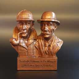 Sherlock Holmes & Dr Watson Figurine Bust, Antique Bronze Finish, Size 5 3/4 Inch Tall, Highly Detailed, Perfect Gift For Fans - thumbnail 2