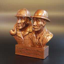 Sherlock Holmes & Dr Watson Figurine Bust, Antique Bronze Finish, Size 5 3/4 Inch Tall, Highly Detailed, Perfect Gift For Fans - thumbnail 3